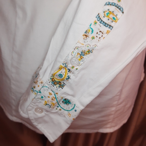 Joe Browns white long sleeve shirt UK 8 Paisley collar & sleeve trim - Picture 7 of 10